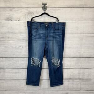 Torrid Plus Size Mid-Rise Stretch Rigid Boyfriend Distressed Jeans Size 26 Short